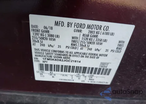 2018 Ford Explorer Xlt from USA, damaged, VIN 1FM5K8D82JGC21814